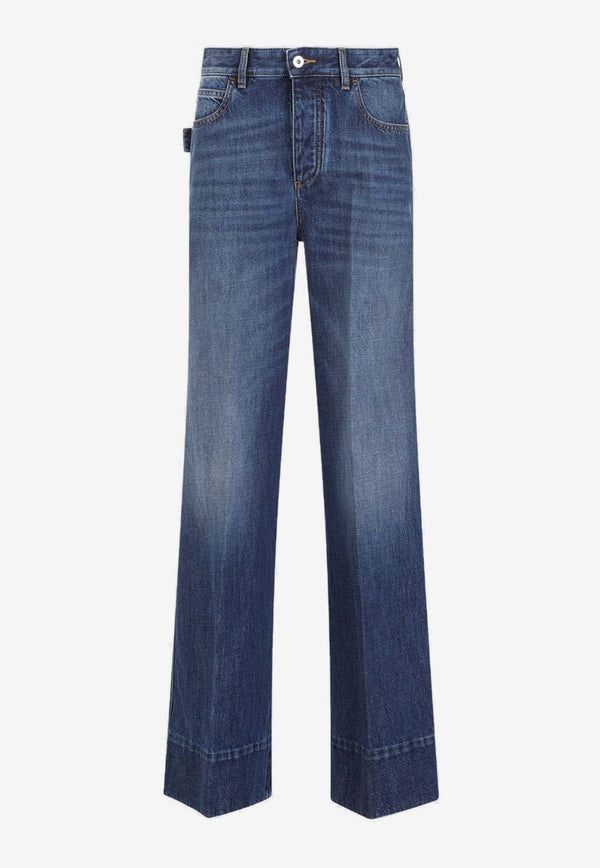 High-Waisted Logo-Patch Straight-Leg Jeans