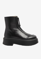 Zipped Oversized Ankle Boots in Leather