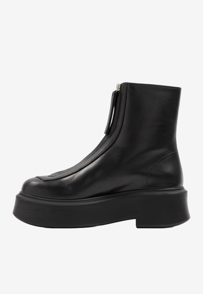 Zipped Oversized Ankle Boots in Leather