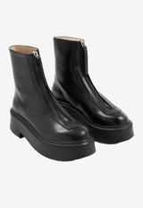 Zipped Oversized Ankle Boots in Leather