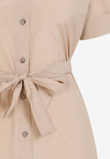 Short-Sleeved Shirt Midi Dress