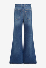 Wide-Leg Faded Jeans