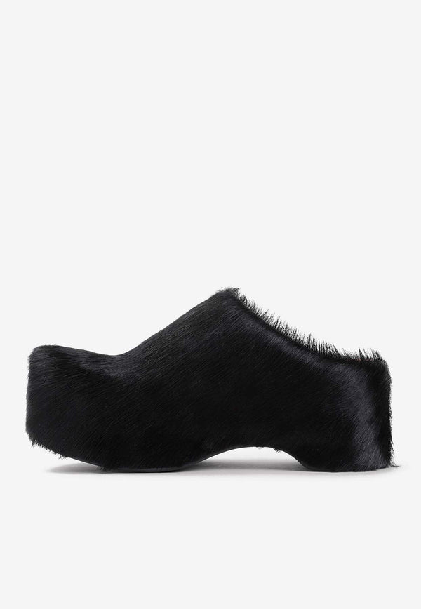 Calf Hair Sabot Slippers