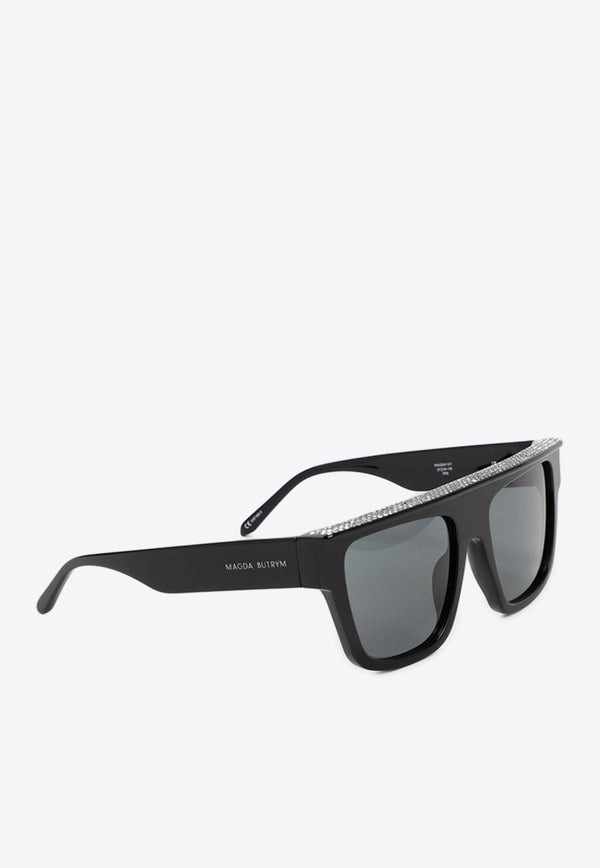 Vintage Wayfarer Crystal Square Sunglasses