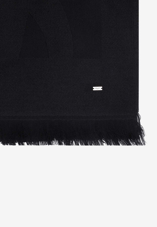 Logo-Plate Wool Scarf