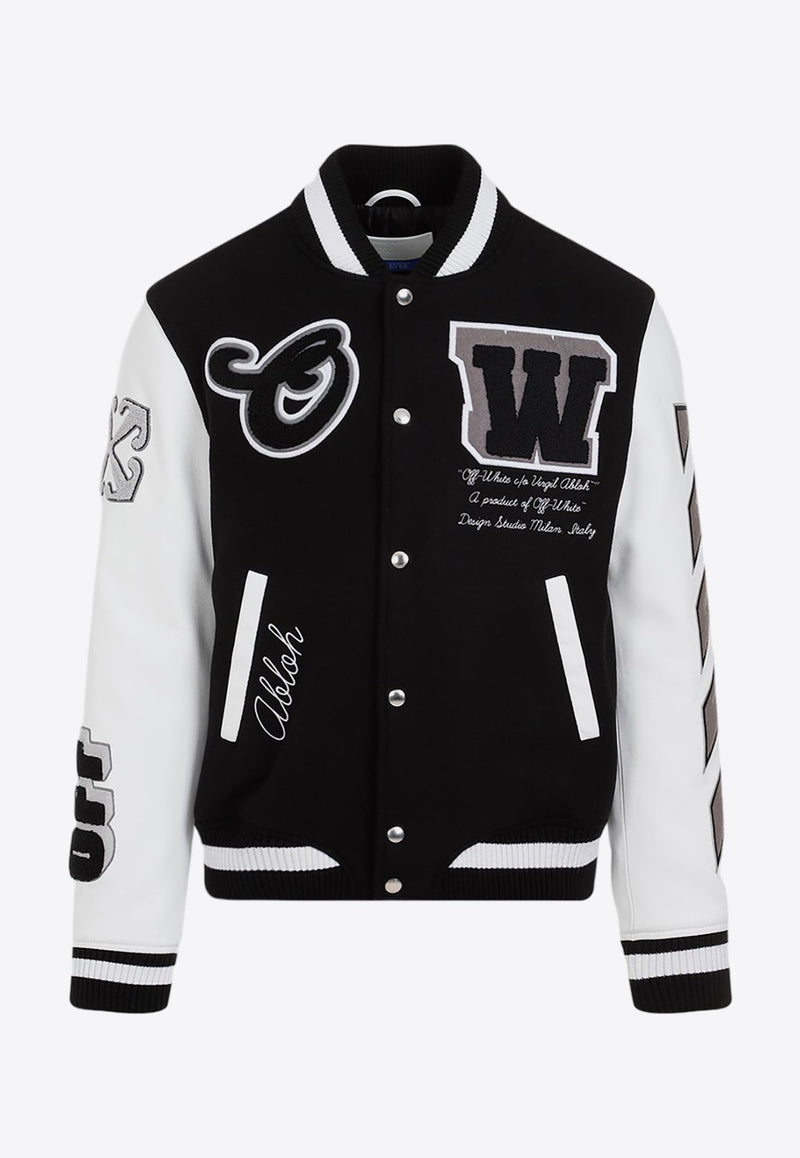 Logo-Patch Leather Bomber Jacket