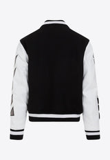 Logo-Patch Leather Bomber Jacket