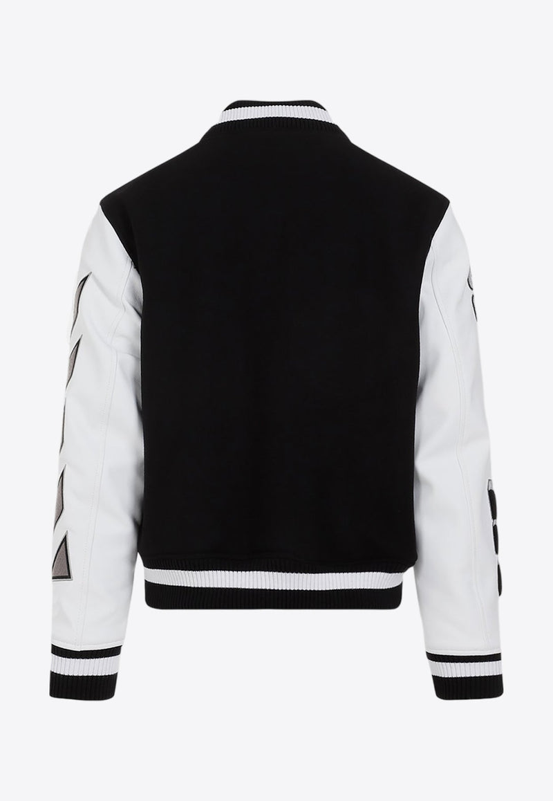 Logo-Patch Leather Bomber Jacket