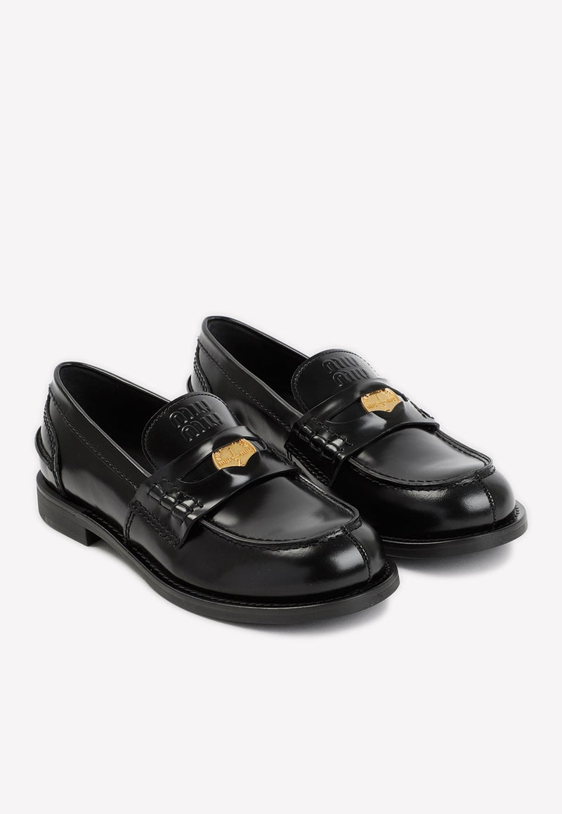 Logo Embossed Leather Loafers