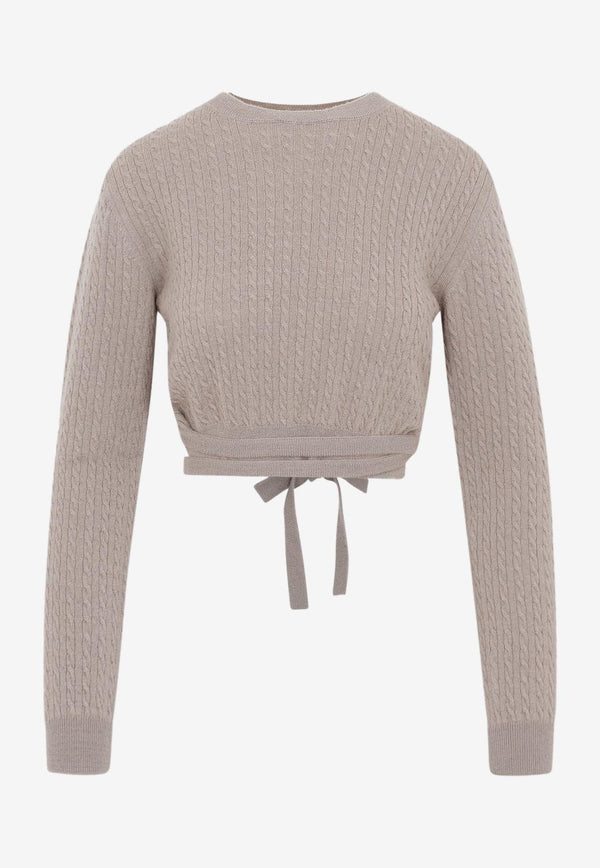 Cable-Knit Cropped Sweater in Wool and Cashmere