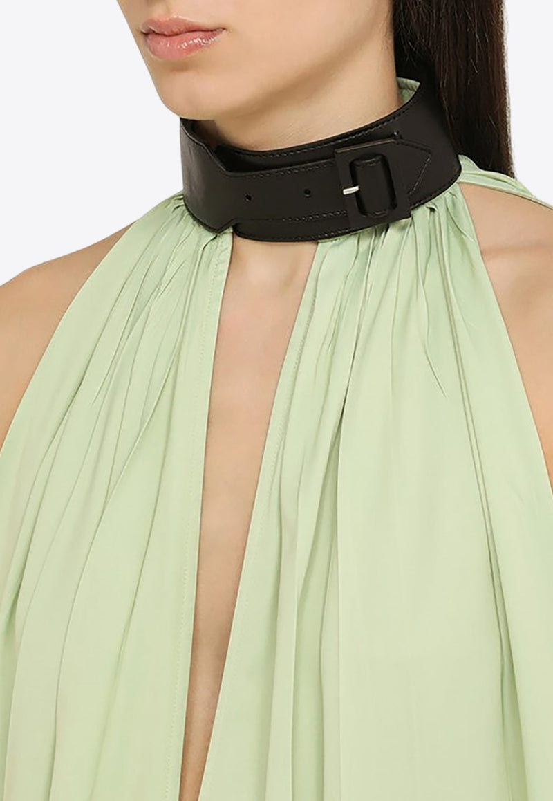 Contrasting Collar Maxi Dress