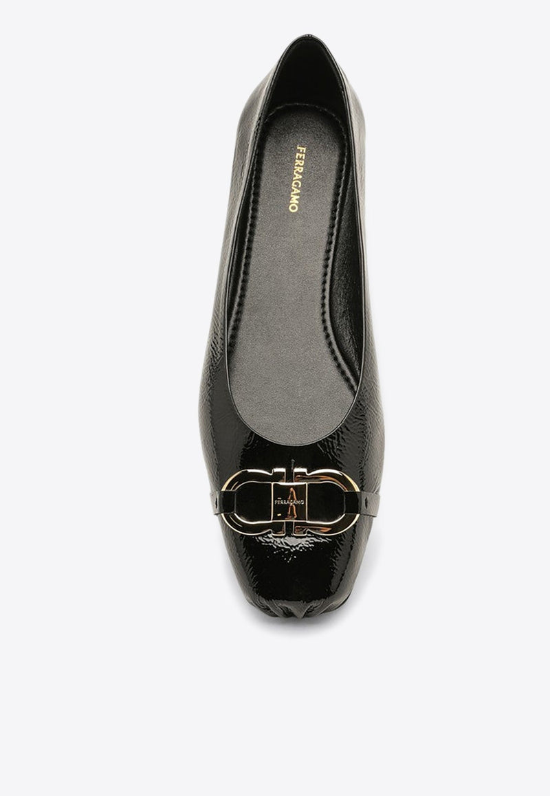 Gancini Buckle Patent Leather Ballet Flats