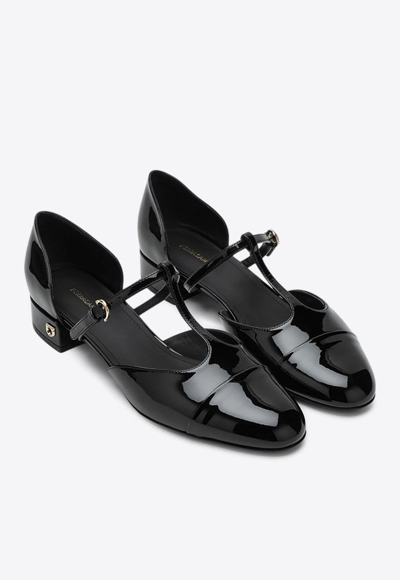 Linette T-strap Ballet Flats in Patent Leather