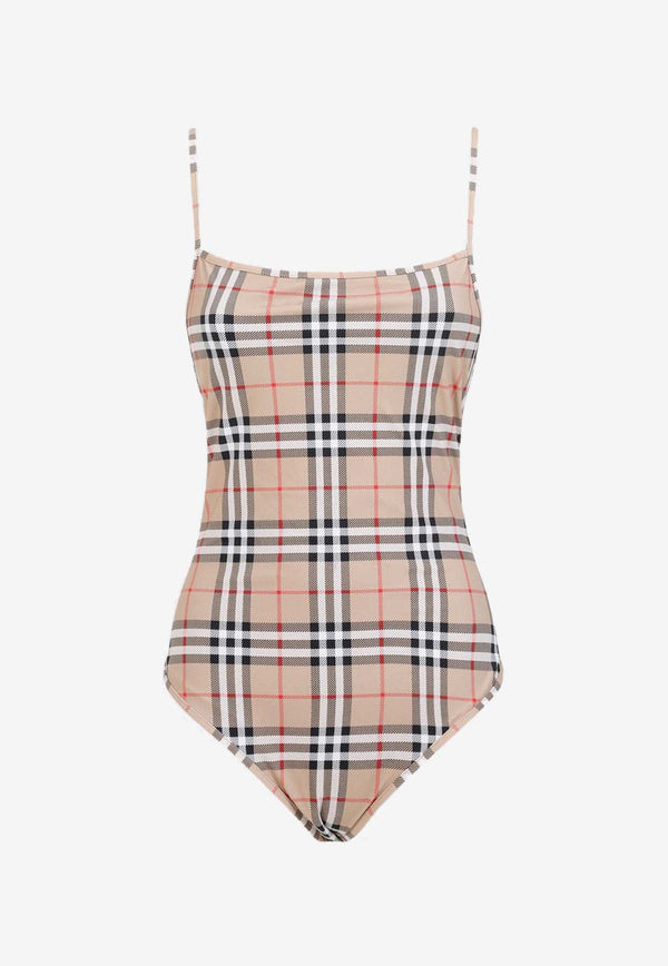 Checked One-Piece Swimsuit