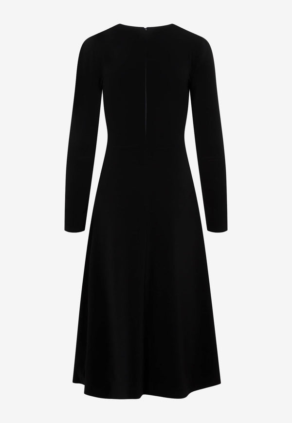 A-line Long-Sleeved Midi Dress