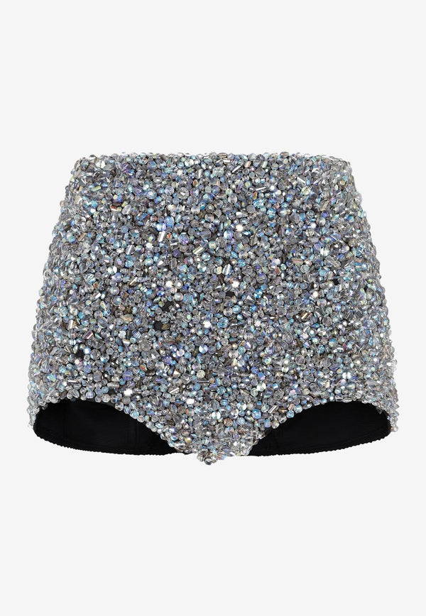 Crystal-Embellished Mini Shorts