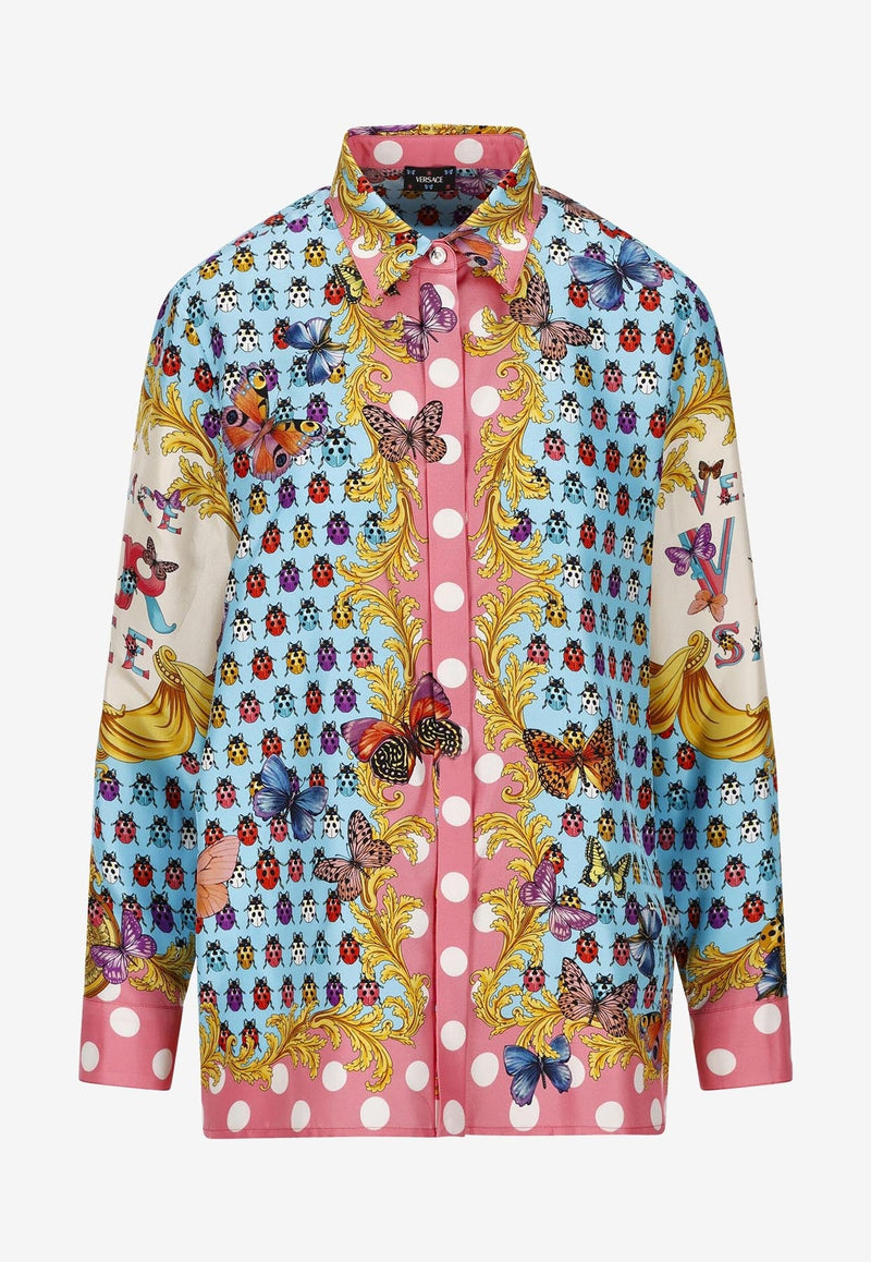 Long-Sleeved Butterflies Silk Shirt