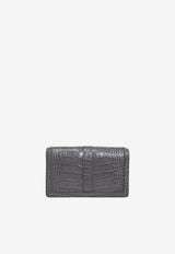 Mini Greca Goddess Croc-Embossed Leather Shoulder Bag