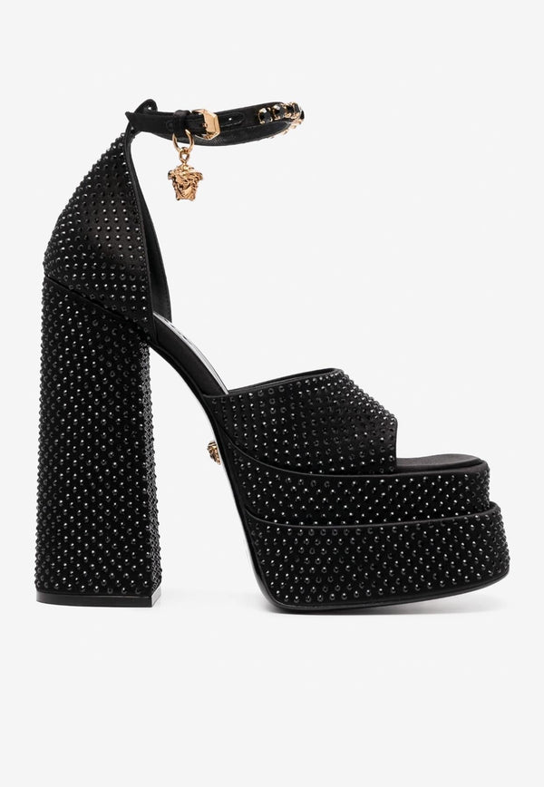 Aevitas 140 Medusa Crystal-Embellished Platform Sandals