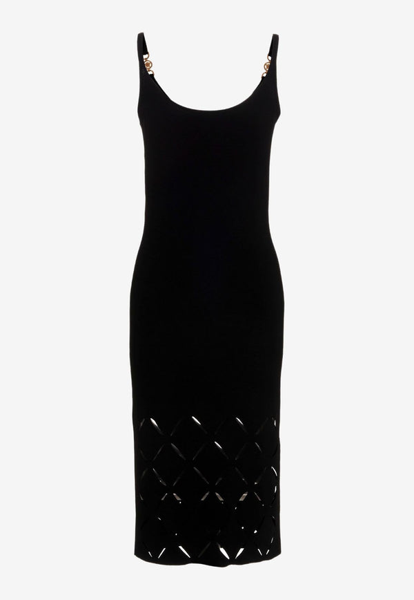 Diamond Slashed Knit Midi Dress