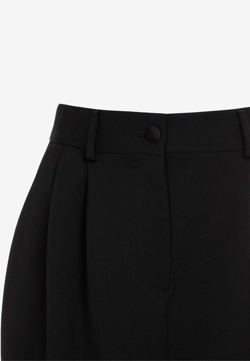 Wool Midi Tuxedo Pencil Skirt