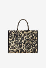 Medium Barocco Athena Raffia Tote Bag