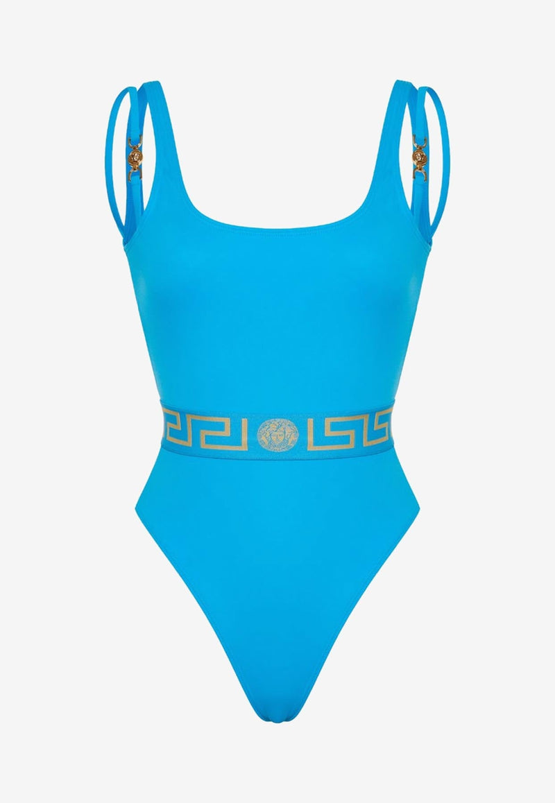 Medusa Greca Border One-Piece Swimsuit