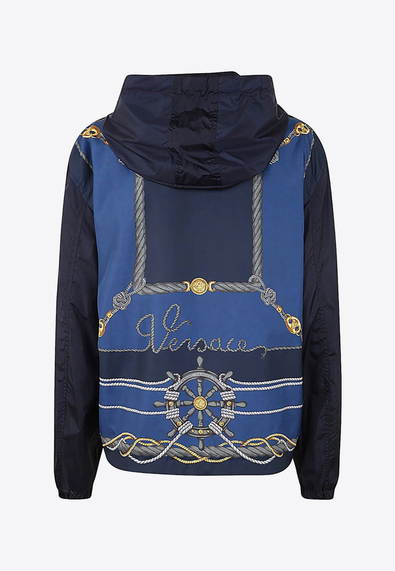 Nautical Print Zip-Up Jacket