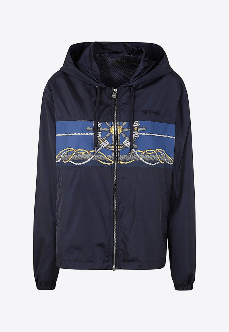 Nautical Print Zip-Up Jacket