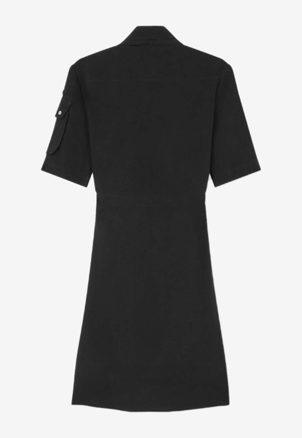 Cargo Lavallière Mini Shirt Dress