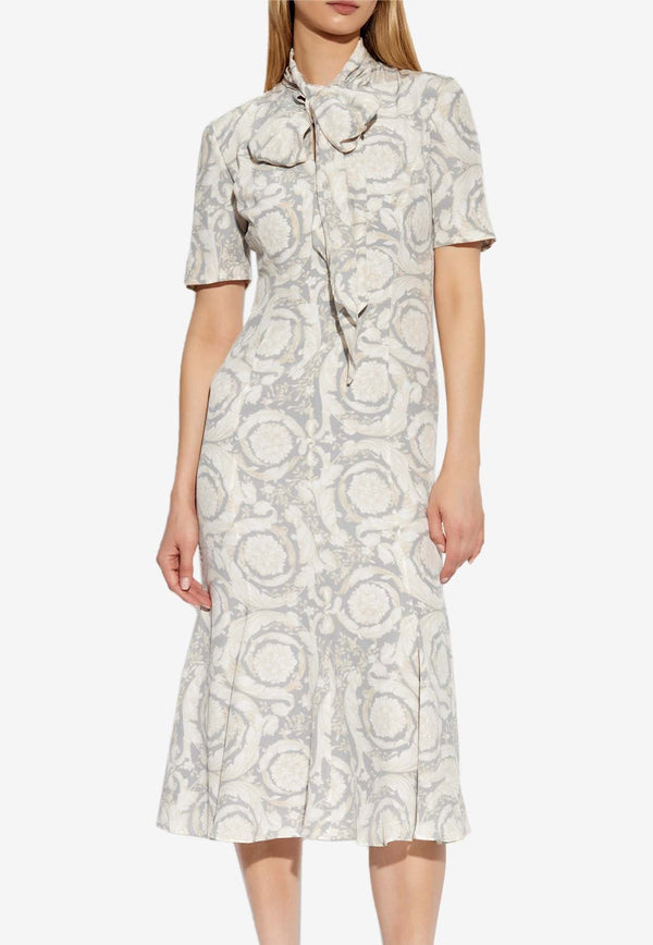 Barocco Lavallière Silk Midi Dress