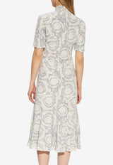 Barocco Lavallière Silk Midi Dress