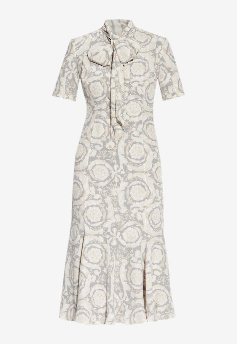 Barocco Lavallière Silk Midi Dress