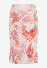 Barocco Sea Print Satin Wrap Skirt