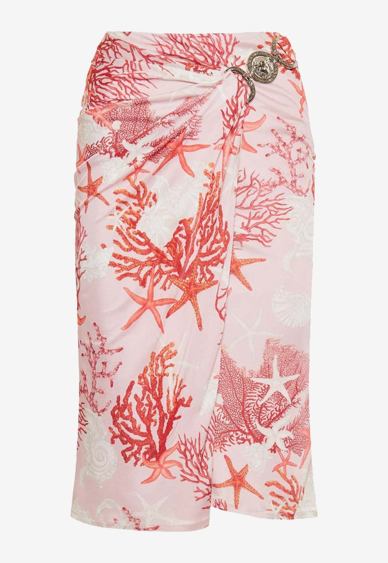 Barocco Sea Print Satin Wrap Skirt