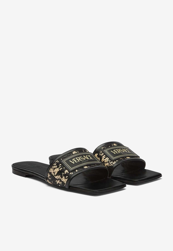 Theia Barocco Woven Raffia Flat Sandals