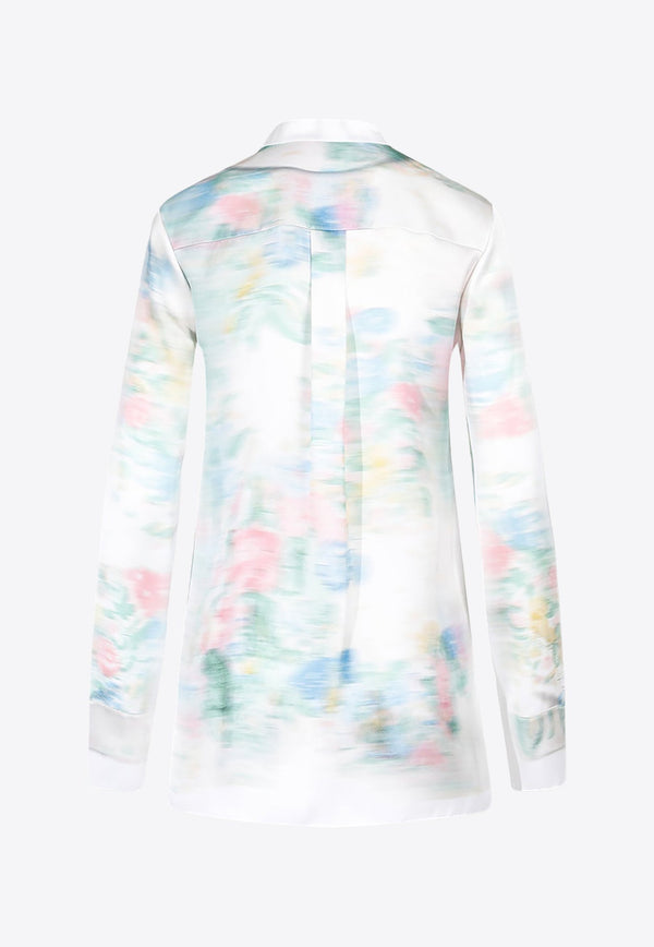 Blurred Print Long-Sleeved Shirt