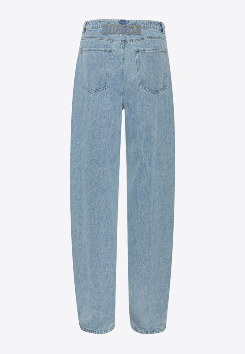 Laced Straight-Leg Jeans