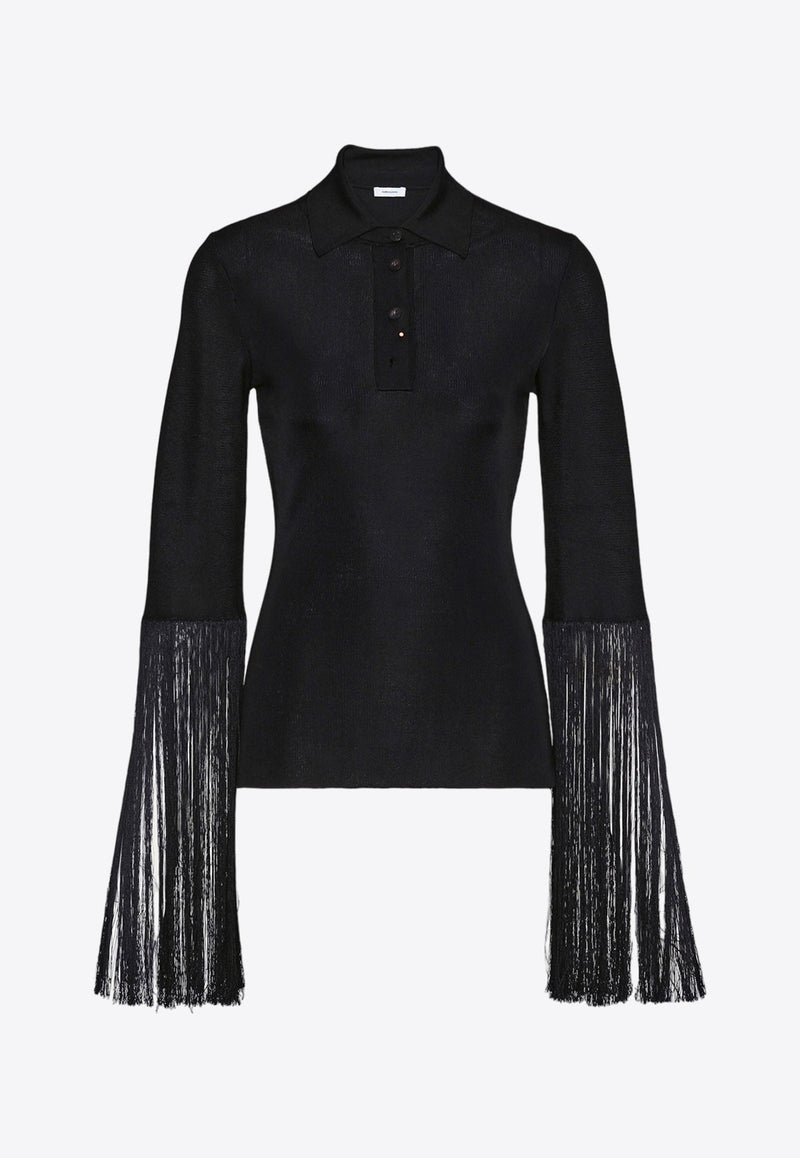 Long-Sleeved Fringe Polo T-shirt