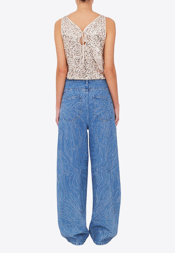 Rhinestone Wide Leg Jeans