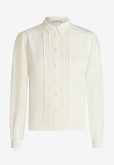 Pleated Long-Sleeved Silk Shirt