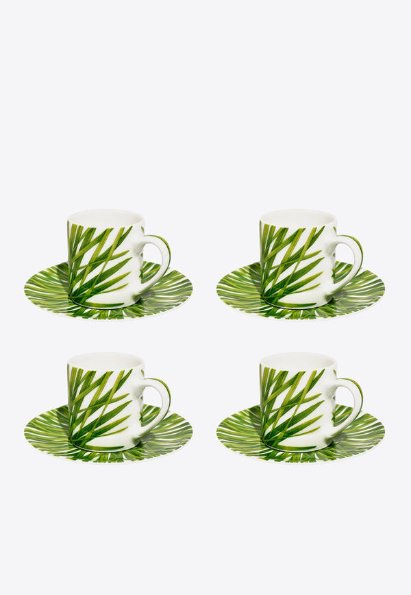 Life In Green Espresso Cup with Saucer - Set of 4