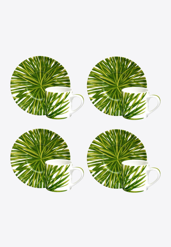 Life In Green Espresso Cup with Saucer - Set of 4
