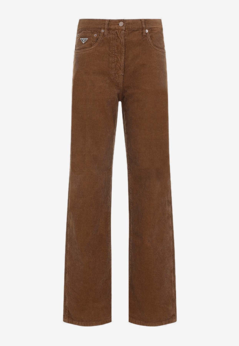 Logo-Plaque Corduroy Pants