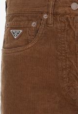 Logo-Plaque Corduroy Pants