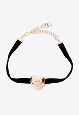 DG Logo Heart Velvet Ribbon Necklace