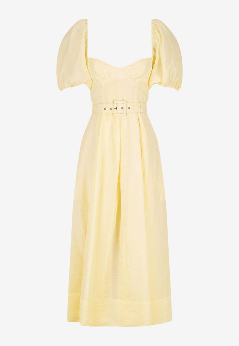 Limon Puff Sleeve Midi Dress