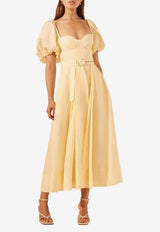 Limon Puff Sleeve Midi Dress