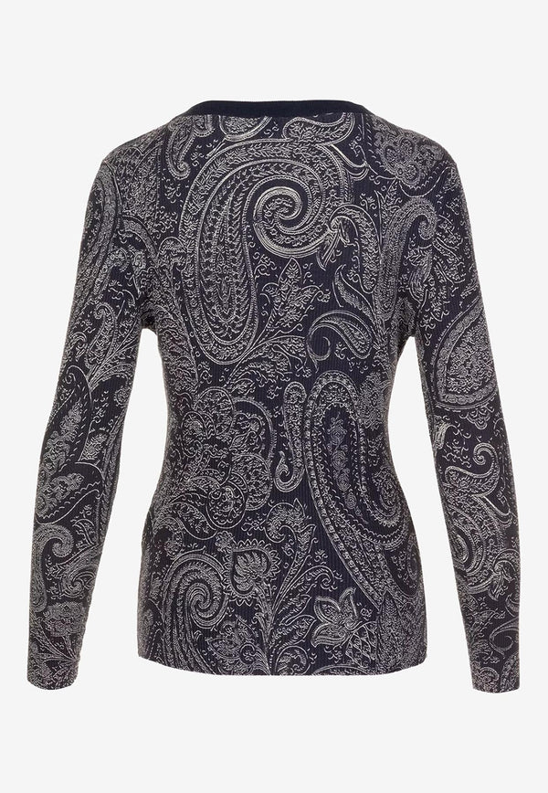 Long-Sleeved Paisley Top in Silk Blend