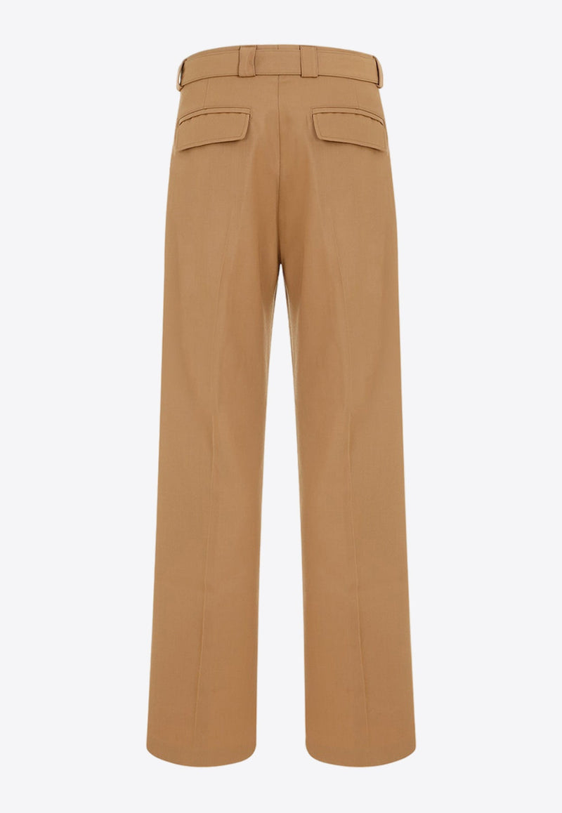 Belted Straight-Leg Wool-Blend Pants